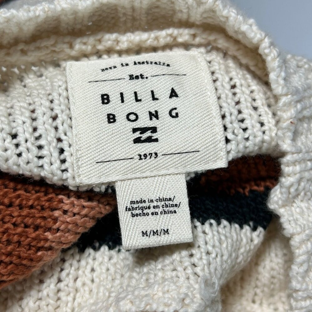 BILLABONG Seeing Double Sweater Sz L Multicolor Stripe Knit Cotton Blend - Picture 6 of 10